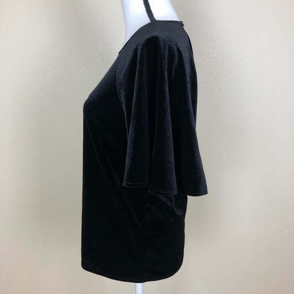 Lauren Ralph Lauren Velvet Short Sleeve Top Womens Petite Size PS Black Pullover - Picture 3 of 7